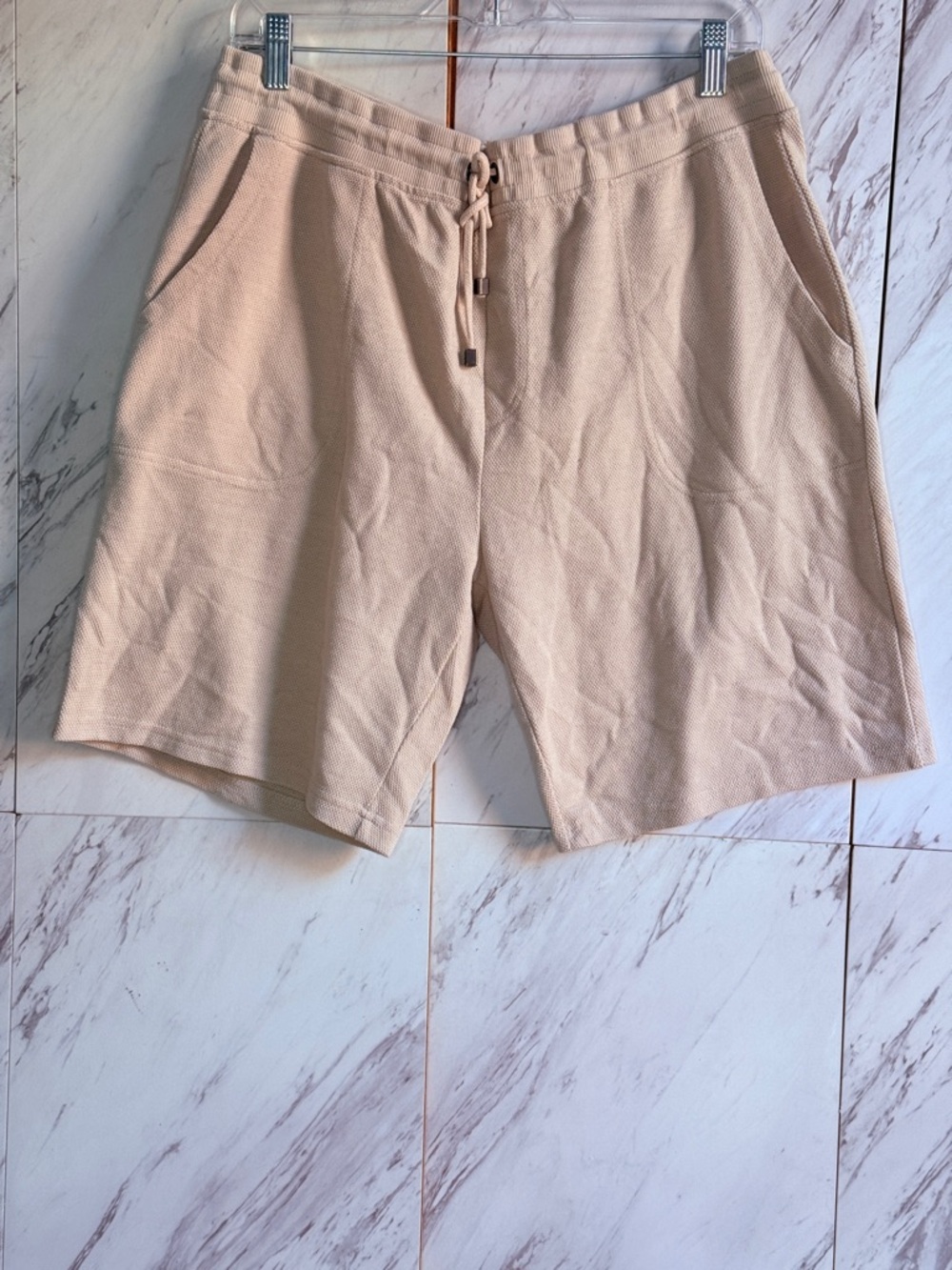 3/$60 BUNDLE of 2 Primark Cream Tan and Grey Drawstring Shorts SZ L